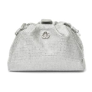 Bolsa Mini Pouch Em Cristais Prata