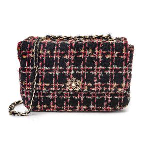 Bolsa Clássica Em Tweed Com Correntes Vermelho