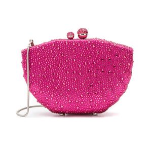 Clutch Em Cetim E Cristais Concha Pink