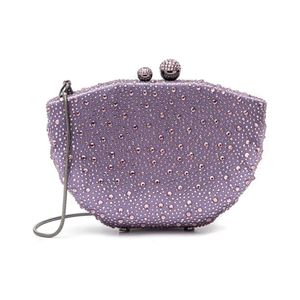 Clutch Em Cetim E Cristais Concha Roxo