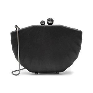 Bolsa Clutch Em Cetim Concha Preto