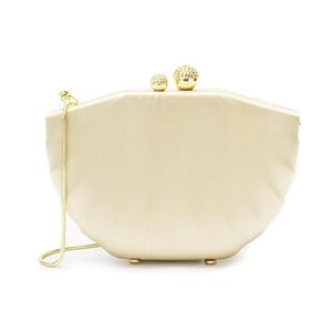 Bolsa Clutch Em Cetim Concha Ouro