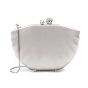 Bolsa Clutch Em Cetim Concha Prata