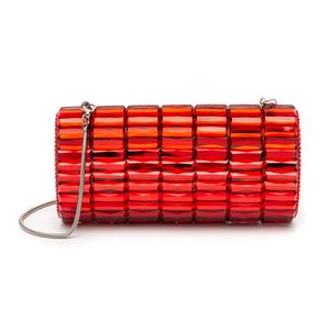 Clutch Baguete Maxi Cristais Cristal Vermelho