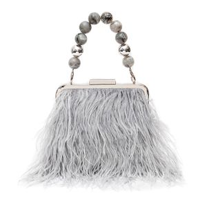 Bolsa Clutch De Plumas Reedition Prata