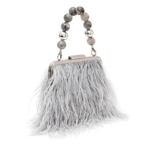 Bolsa Clutch De Plumas Reedition Prata