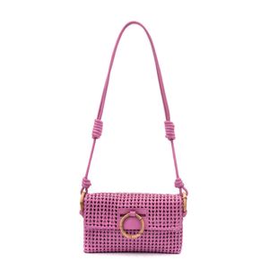 Bolsa Baguete Em Tressê De Couro Natural Com Alça Regulável Pink Gum