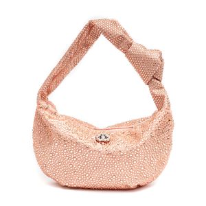 Mini Bolsa Elle Hobo Em Cristais Nude