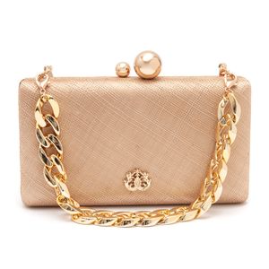 Bolsa Clutch Em Ráfia E Corrente Ouro