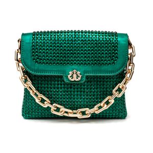 Bolsa Kiara Em Strass Sanfonada Verde