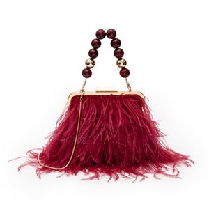 Bolsa Clutch De Plumas Reedition Merlot