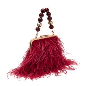 Bolsa Clutch De Plumas Reedition Merlot