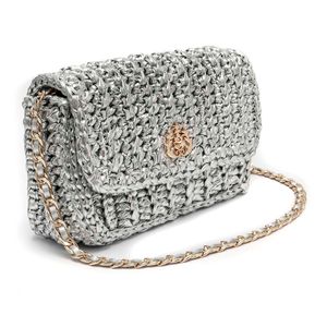 Bolsa Baguete Em Crochê - Gisele Prata