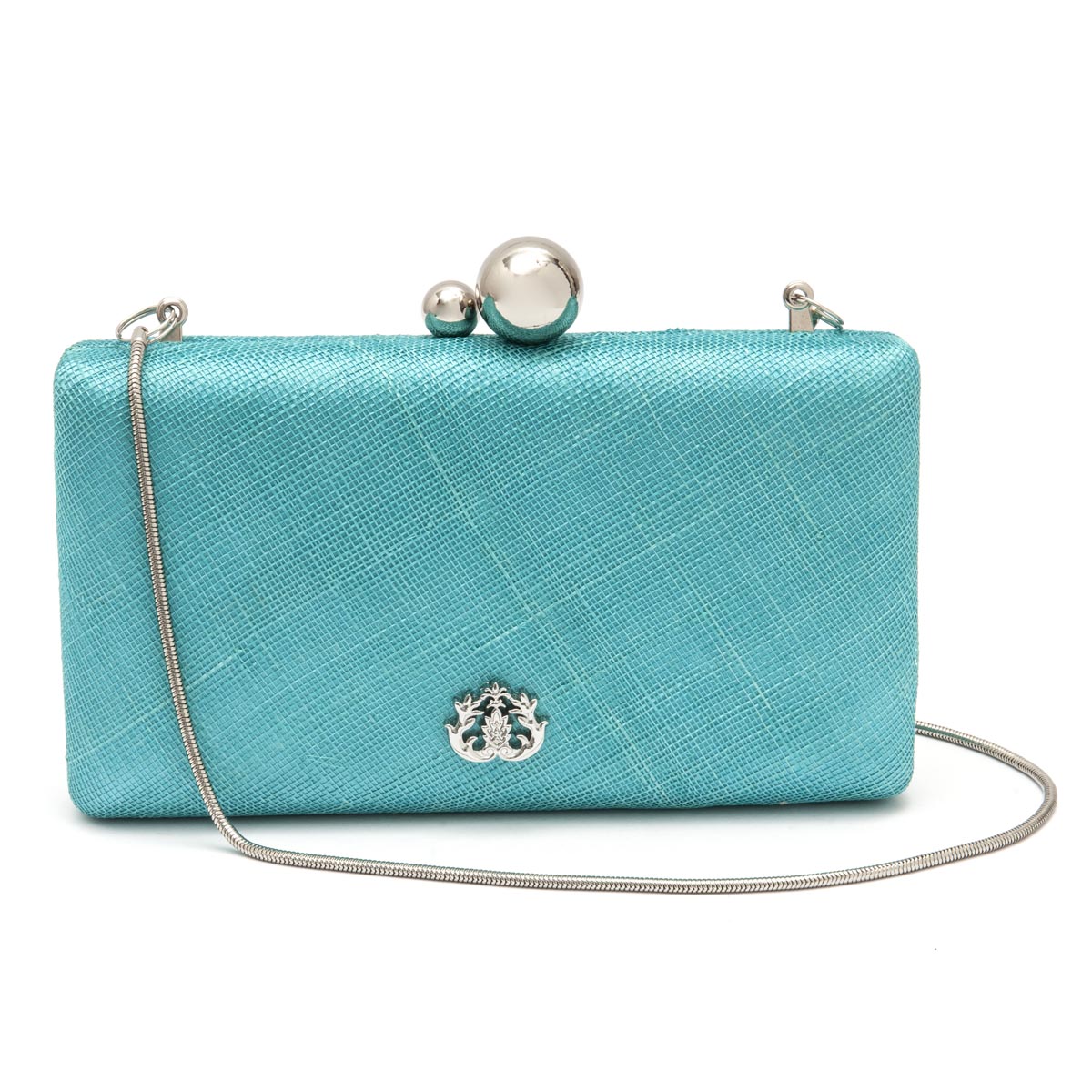 Bolsa-Clutch-em-Palha-e-Alca-de-Corrente-Turquesa