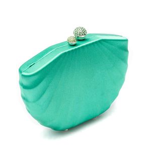 Bolsa Clutch Em Cetim Concha Verde