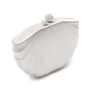 Bolsa Clutch Em Cetim Concha Prata