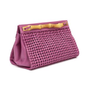 Bolsa Pouch Tressê Couro Natural Orquidea