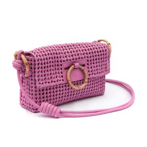 Bolsa Baguete Em Tressê De Couro Natural Com Alça Regulável Pink Gum
