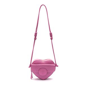 Bolsa Tiracolo Heart Em Couro Natural Pink Gum
