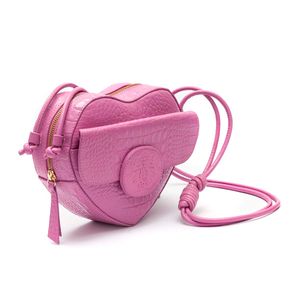 Bolsa Tiracolo Heart Em Couro Natural Pink Gum
