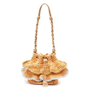 Bolsa Peplum  Bucket Em Papier E Couro Ouro