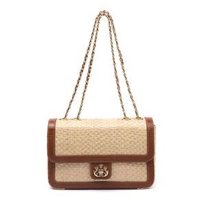 Bolsa Anne Jumbo Em Palha Palha Carteira Croco Caramelo