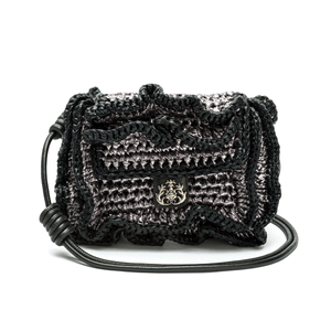 Bolsa Peplum Clássica Metalizada Roxy + Preto