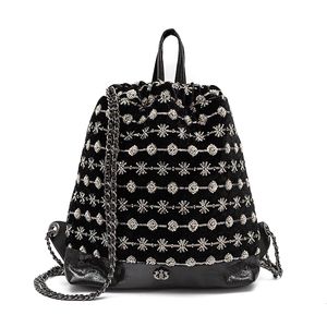 Backpack Bordado Em Veludo V Etoile Preto