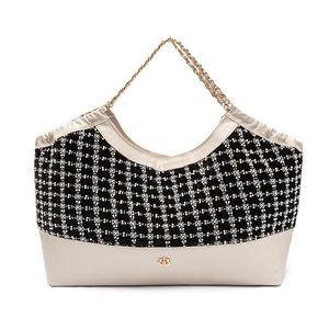 Maxi Shopper Danny Bordado Em Veludo V Xadrez Perola