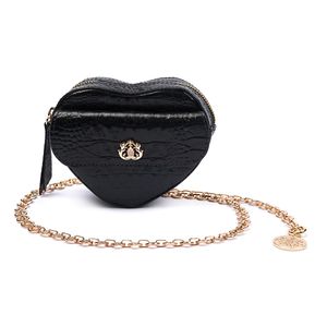 Mini Bolsa Heart Em Couro Preto
