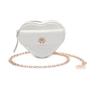 Mini Bolsa Heart Em Couro Marshmallow