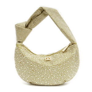 Mini Bolsa Elle Hobo Em Cristais Ouro