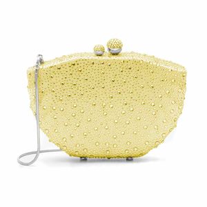 Clutch Em Cetim E Cristais Concha Siciliano