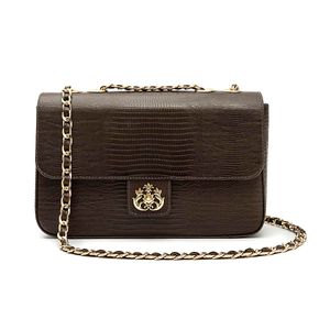 Bolsa Anne Jumbo em Couro Natural Lizard Brown