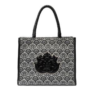 BOLSA MAXI TOTE SIRENA JACQUARD PRETO