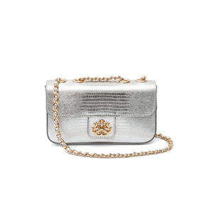 Bolsa Anne Em Couro Lizard Prata