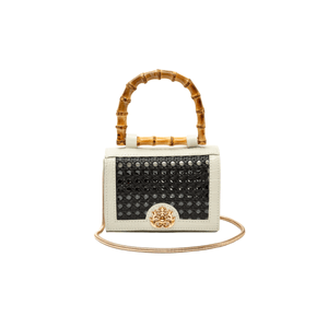 Mini Bolsa Diana Flap Transversal Croco Marshamallow/Preto