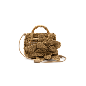 MINI BOLSA FIORI HANDMADE RAFIA NATURAL