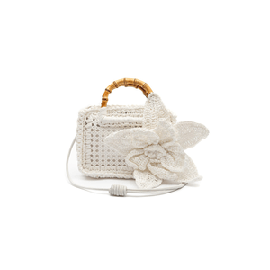 MINI BOLSA FIORI HANDMADE RAFIA BRANCA