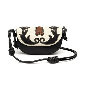 MINI BOLSA WESTERN EM COURO LIZARD BLACK/MARSHMALLOW