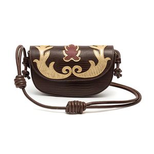 MINI BOLSA WESTERN EM COURO LIZARD BROWN/GOLD