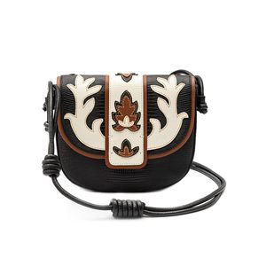 BOLSA WESTERN EM COURO LIZARD BLACK/MARSHMALLOW