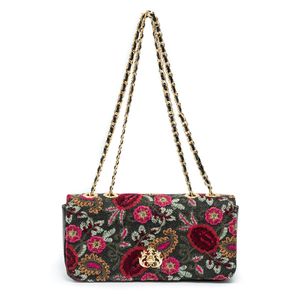 BOLSA ANNE ALONGADA PALHA FIORI BORDADA FRIDA PRETO