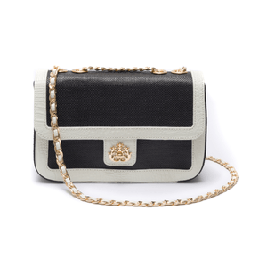 Bolsa Anne Jumbo Em Palha Palha Carteira Preta / Couro Marshmallow