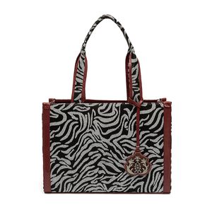 BOLSA MAXI TOTE SAVAGE PALHA ZEBRA BRANCA