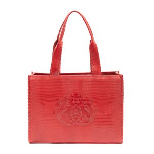 Bolsa Maxi Tote Em Couro Natural Lizard Vermelho
