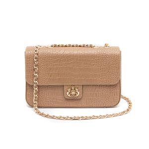 Bolsa Anne Jumbo em Couro Natural NEW CROCO OATMILK