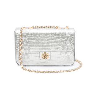 Bolsa Anne Jumbo em Couro Natural NEW CROCO PRATA