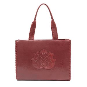 Bolsa Maxi Tote Em Couro Natural Snake Burgundy