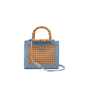 Bolsa Diana Média Em Couro Natural E Palha Indiana Denim